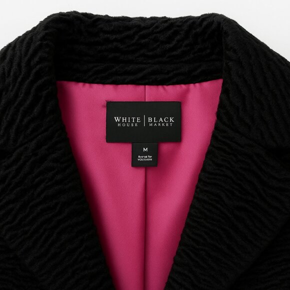 WHBM Faux Fur Coat Black w/ Hot Pink Lining - Medium - Picture 5 of 6
